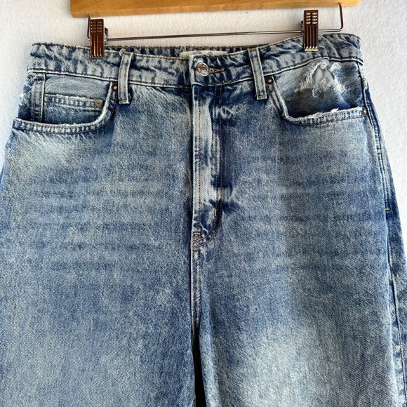 Free People We the Free Jeans Womens Size 31 Acid Wash High Rise Distressed Raw - Picture 5 of 13